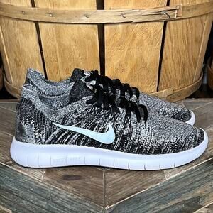 Nike Free RN Flyknit Black Gray White 880844-003 Running Shoes Womens Size 6